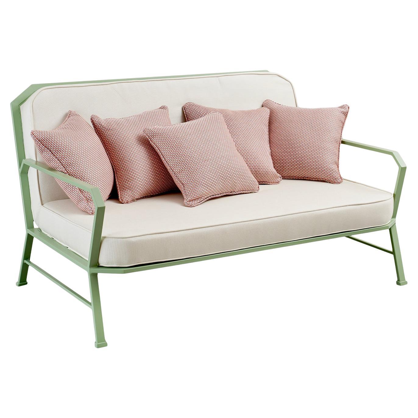 Forest Green and White Outdoor Sofa by Officina Ciani in Stainless Steel