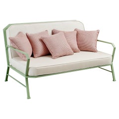 Forest Green and White Outdoor Sofa by Officina Ciani in Stainless Steel