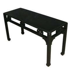 Michael Taylor Asian Style Forest Green Lacquer Console Table