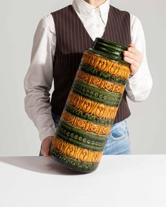 Forest Green Ceramic Vase from W. Germany, 1960s Vintage Design, 6.3"