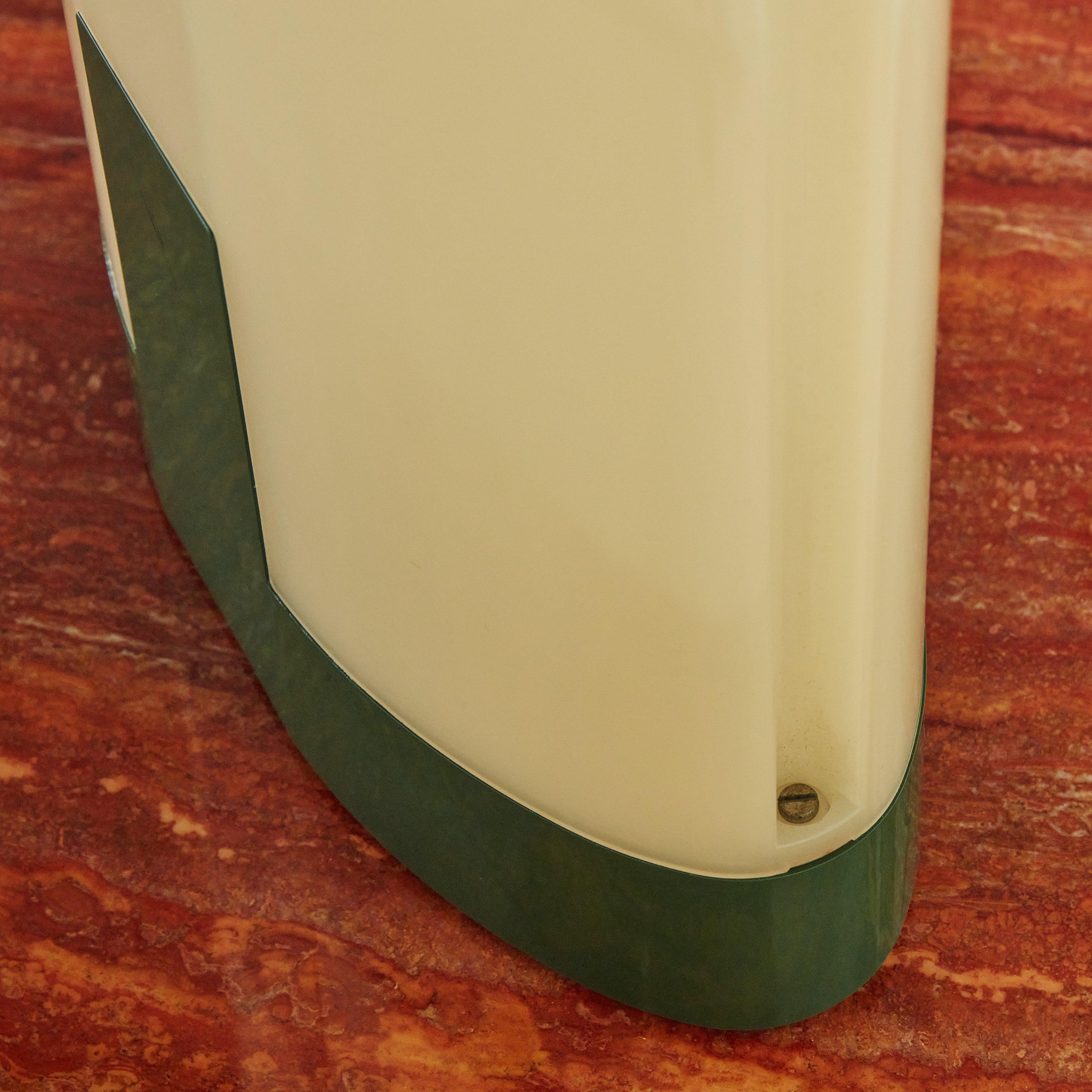 Late 20th Century Forest Green + Cream Acrylic Dome Table Lamp, 1970s For Sale