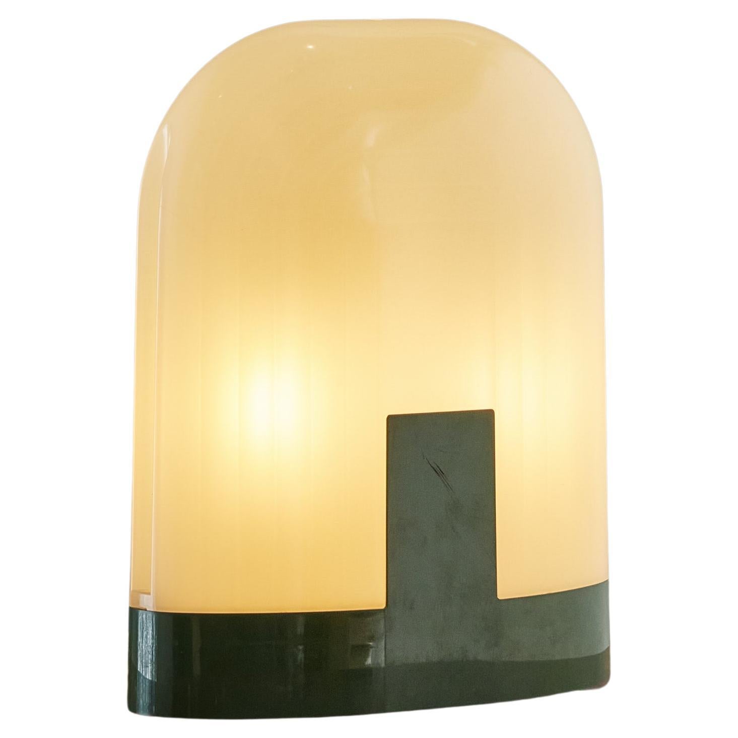 Forest Green + Cream Acrylic Dome Table Lamp, 1970s For Sale