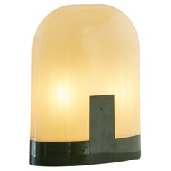 Forest Green + Cream Acrylic Dome Table Lamp, 1970s