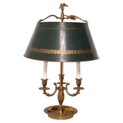 Forest Green French Bouillotte Bronze Lamp Rewired