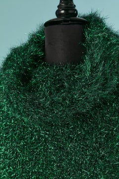 Forest green lurex knit sweater ALEXANDRE VAUTHIER Couture