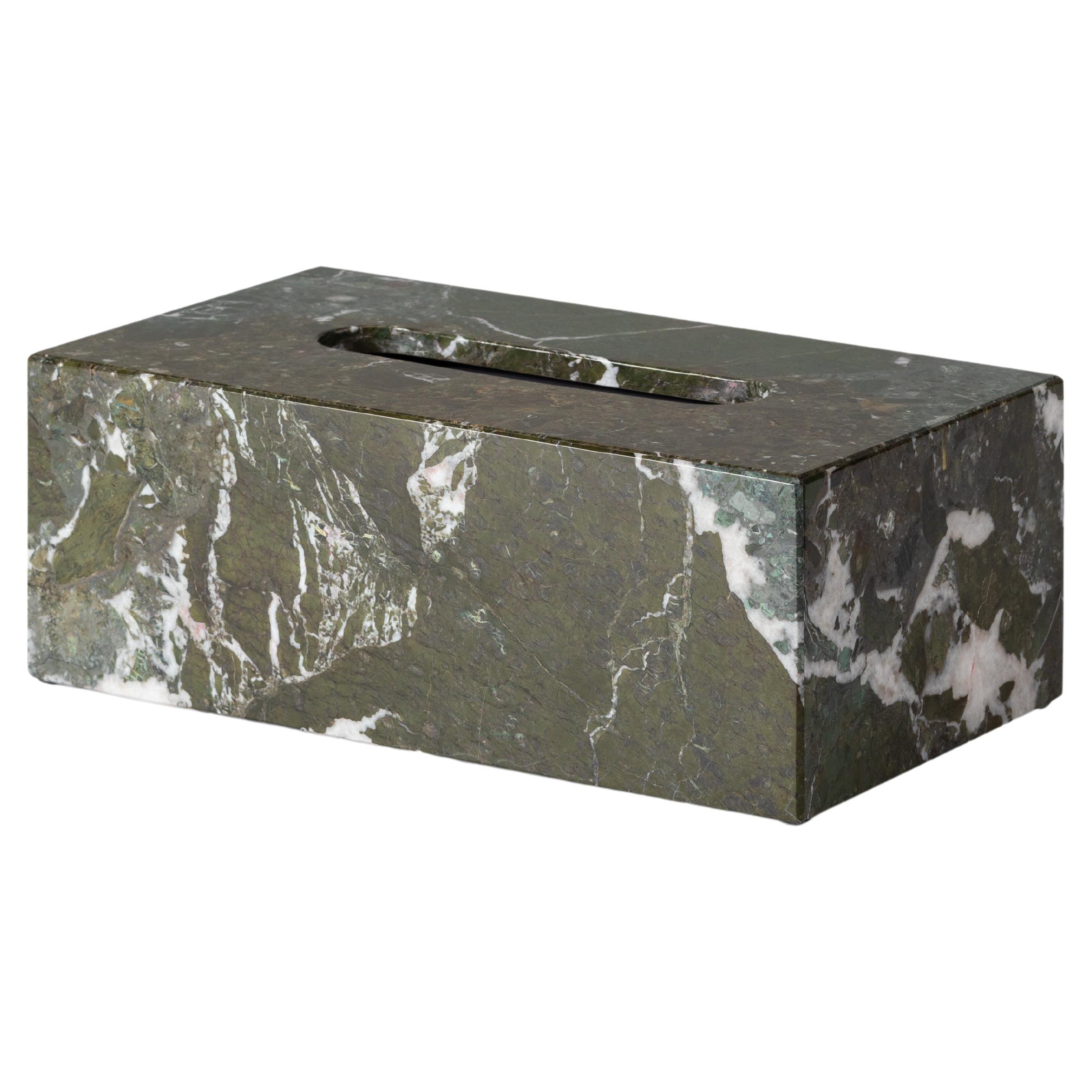 Forest Green Marble Rectangular Tissue Box For Sale