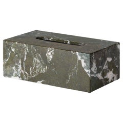 Caja de pañuelos rectangular de mármol verde bosque