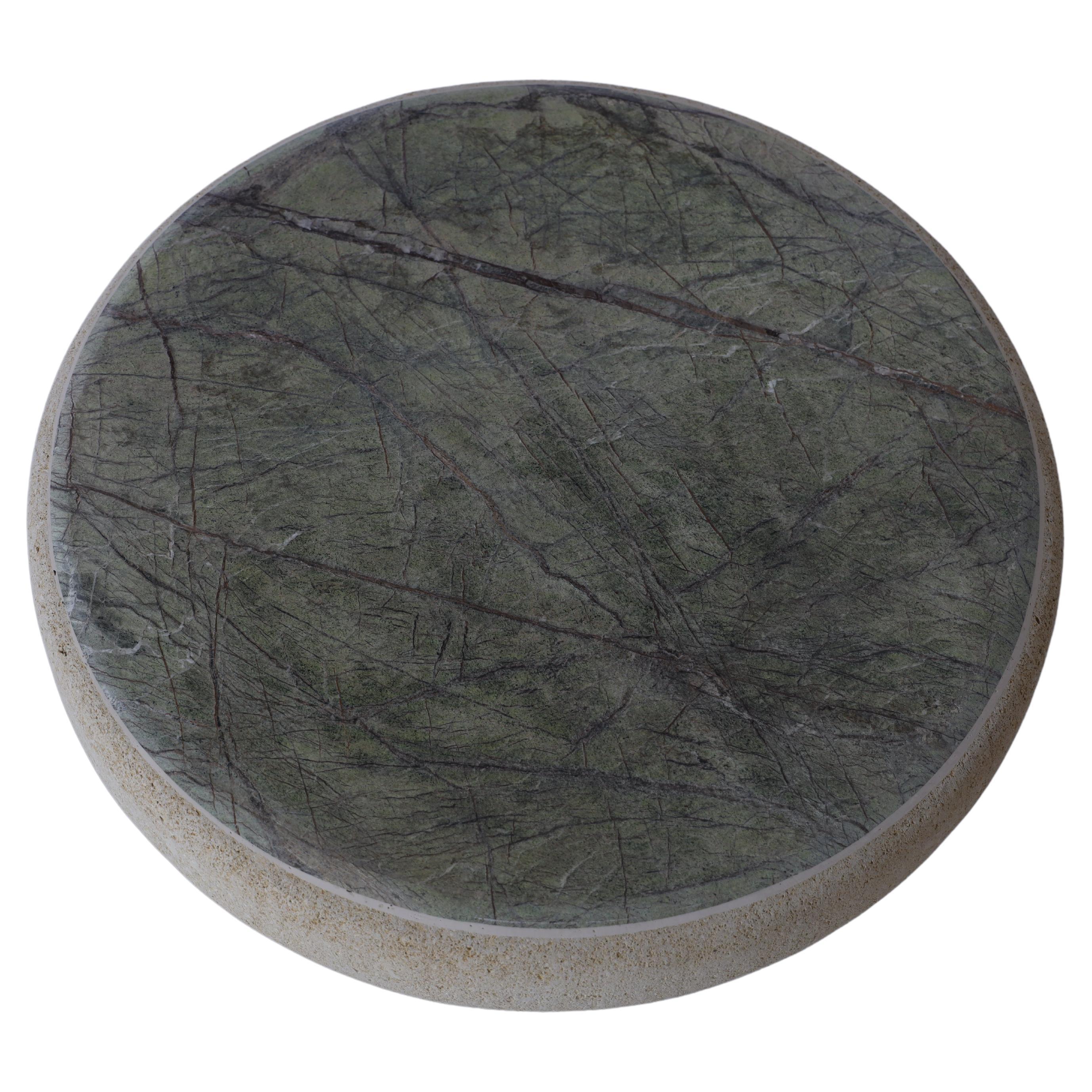 Forest Green Round Marble Coffee Table For Sale