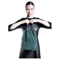 Forest Green Shorn Mink Bucket Bag