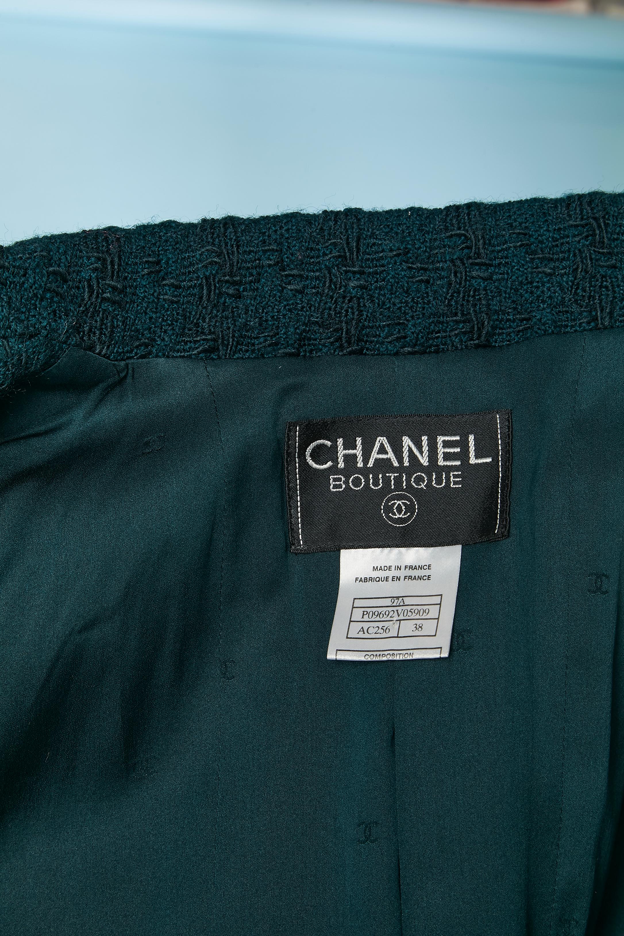 Forest green single breasted jacket and braid embellishment CHANEL BOUTIQUE For Sale 5