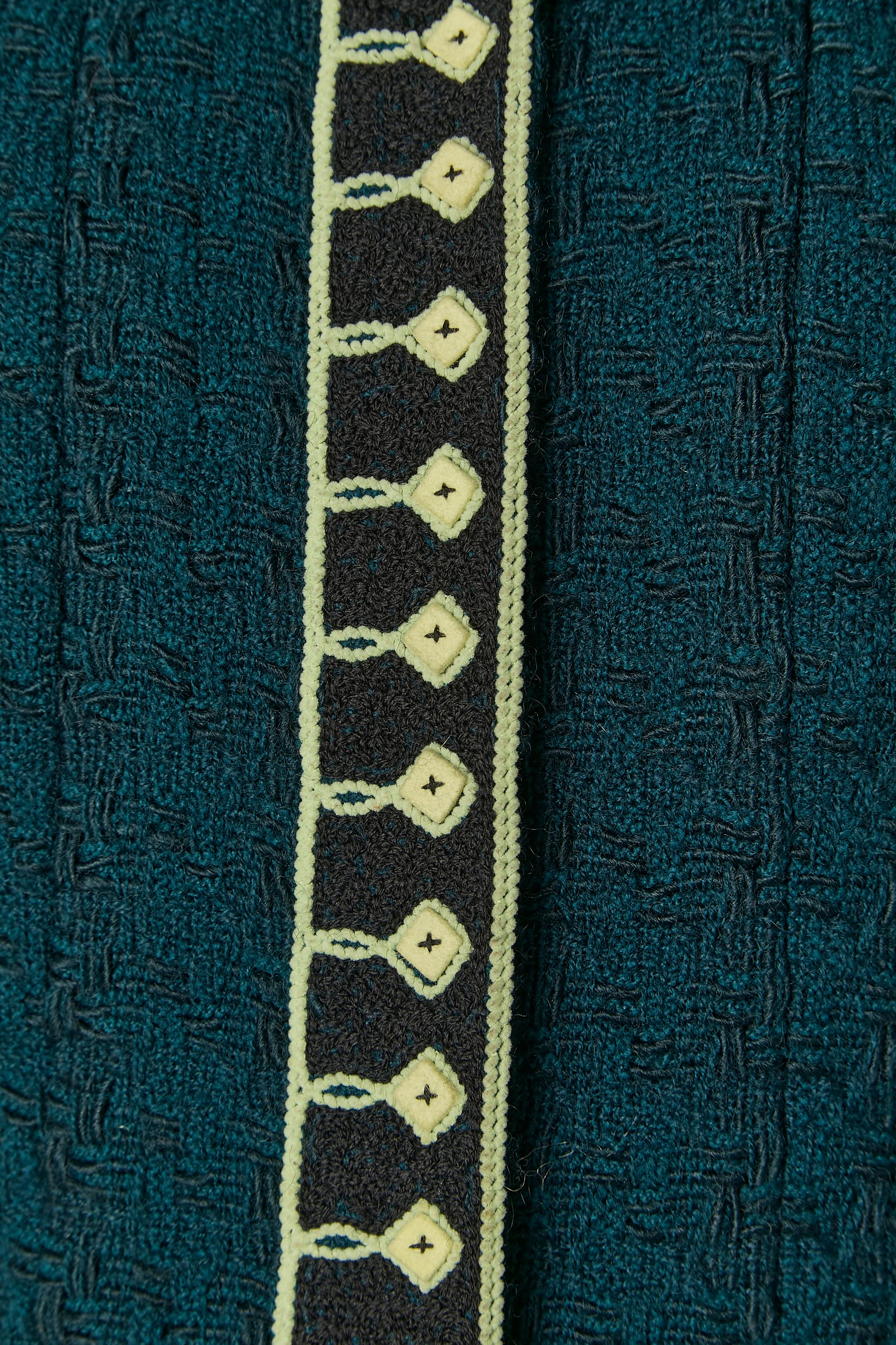Black Forest green single breasted jacket and braid embellishment CHANEL BOUTIQUE For Sale