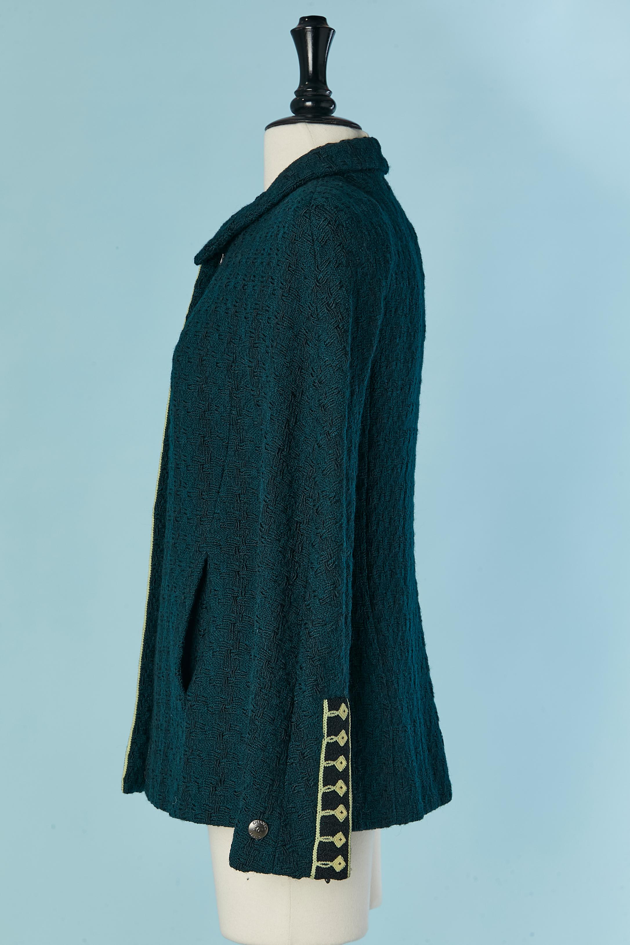 Forest green single breasted jacket and braid embellishment CHANEL BOUTIQUE For Sale 2