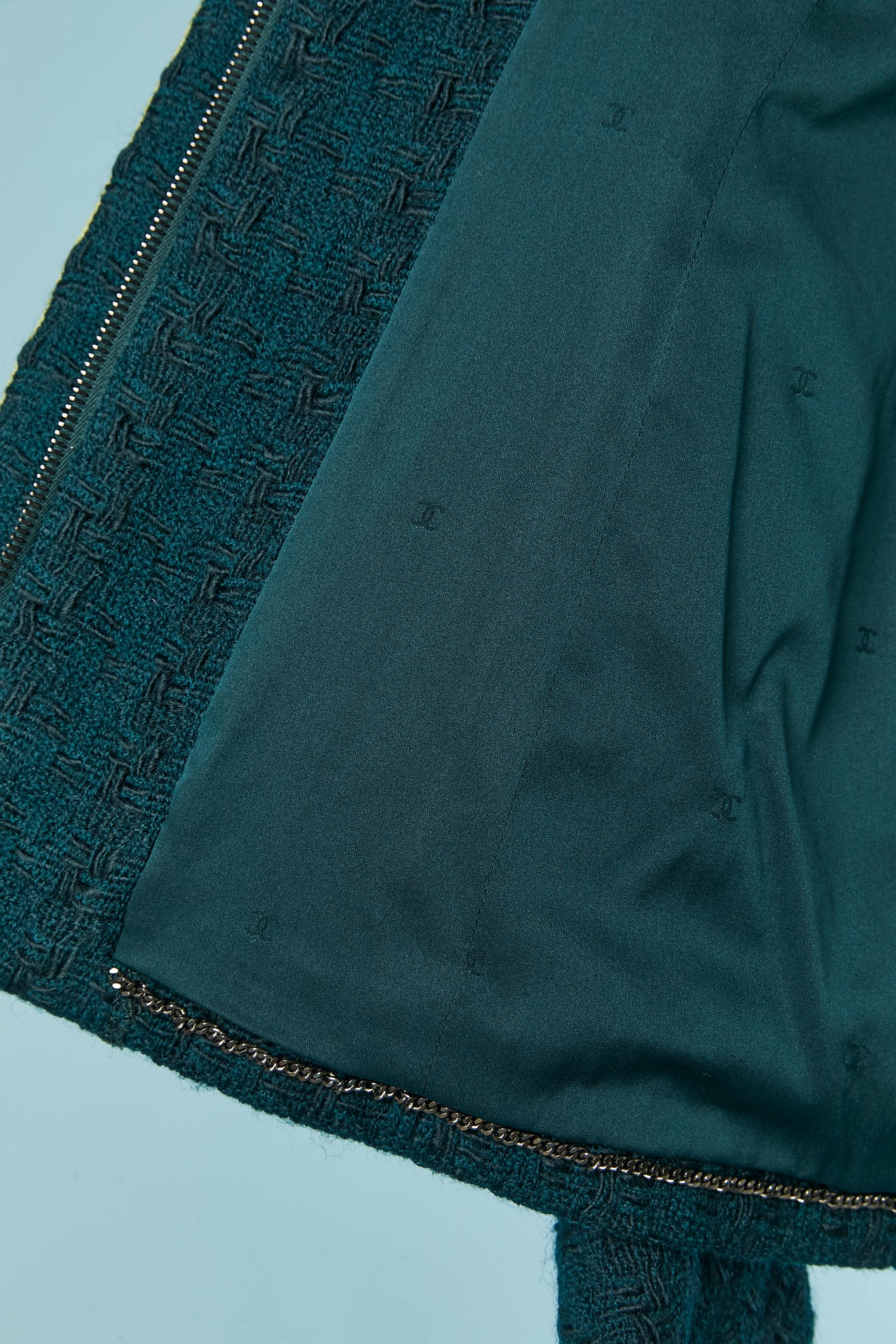 Forest green single breasted jacket and braid embellishment CHANEL BOUTIQUE For Sale 4
