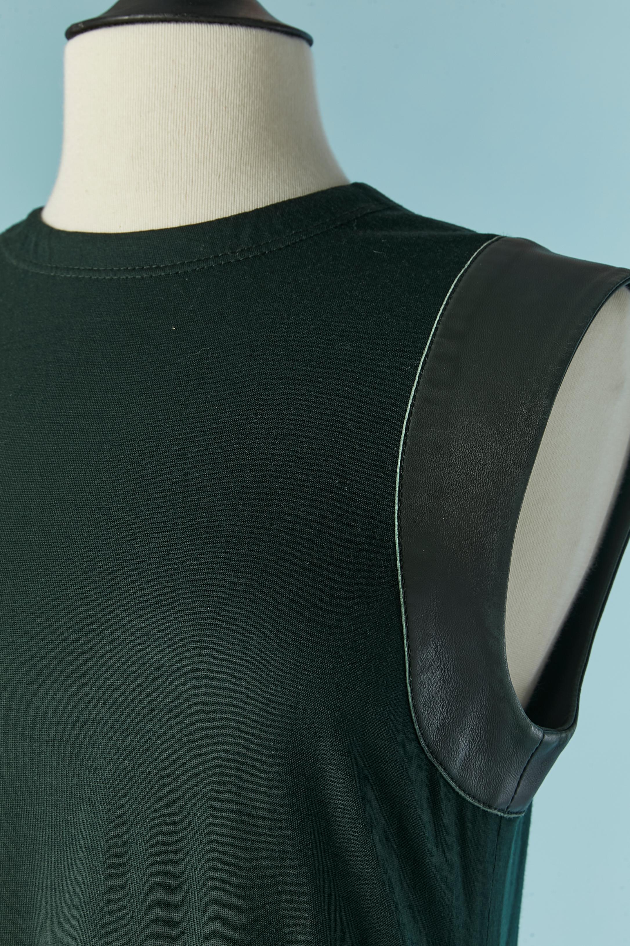 Forest Green ärmelloses Kleid aus Leder und Wolljersey BALENCIAGA (Schwarz) im Angebot