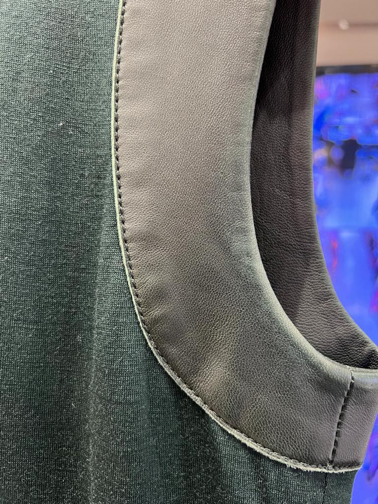 Forest Green ärmelloses Kleid aus Leder und Wolljersey BALENCIAGA im Angebot 1