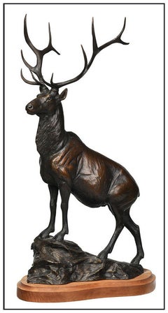 Forest Hart Large Full Round Bronze Sculpture Signed Wildlife Elk Ridge Animal