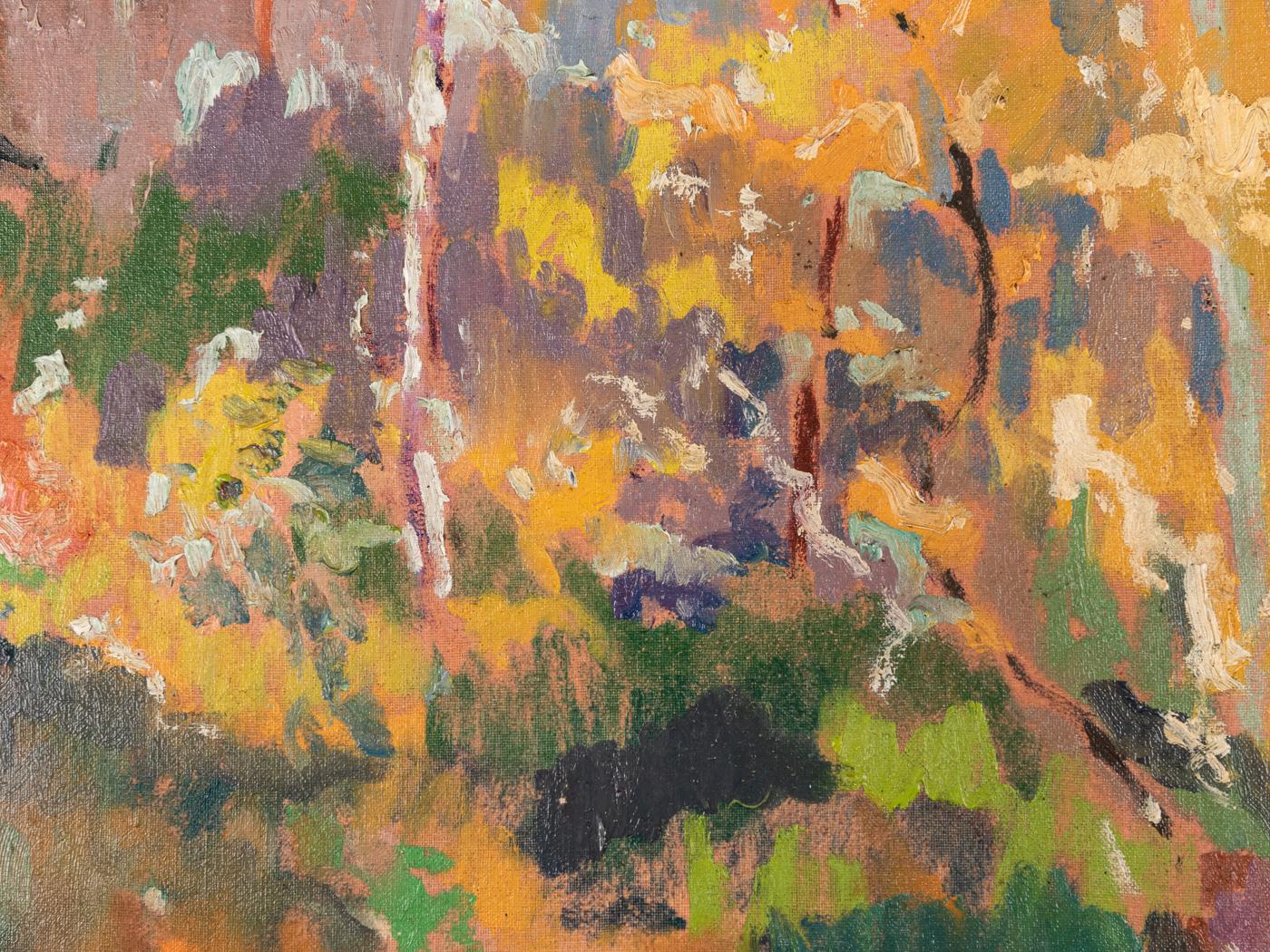 Forest in Autumn 1935 Öl auf Leinwand Gerahmte Landschaft Grüne Herbstkiefer Bäume (Asche) im Angebot