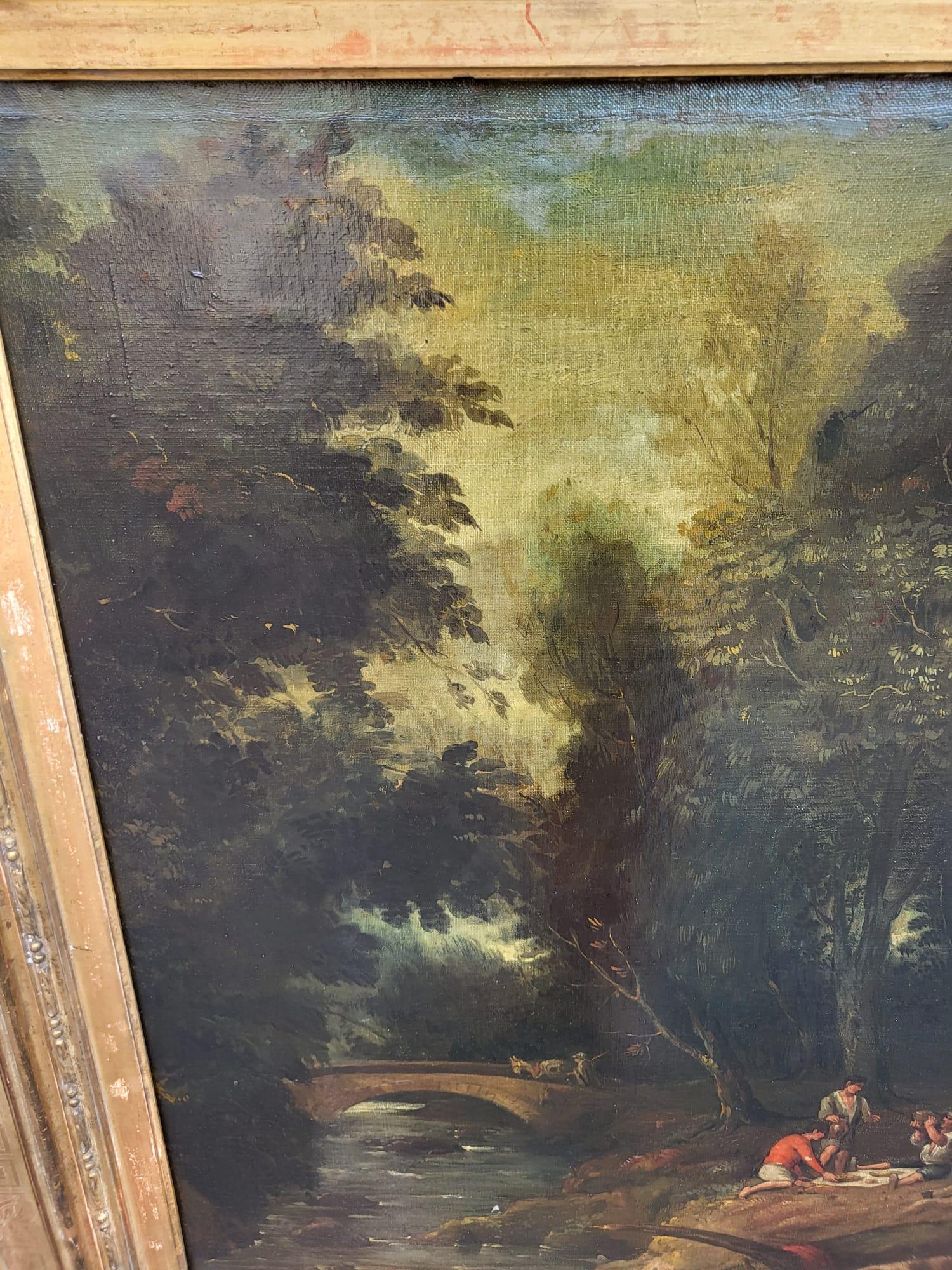 Paysage forestier, huile sur toile encadrée, 19e siècle en vente 3