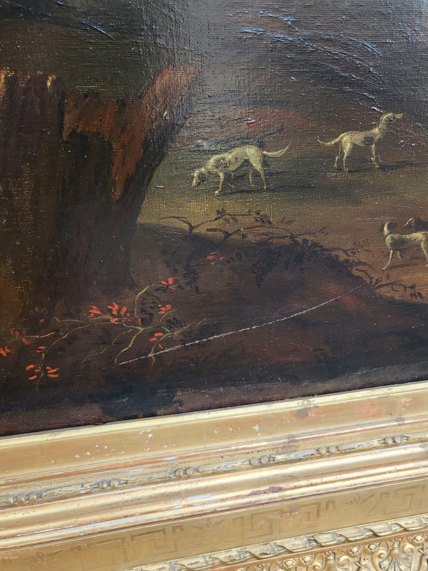 Paysage forestier, huile sur toile encadrée, 19e siècle en vente 7