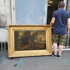 Forest Landscape, Oil On Framed Canvas, 19th Century