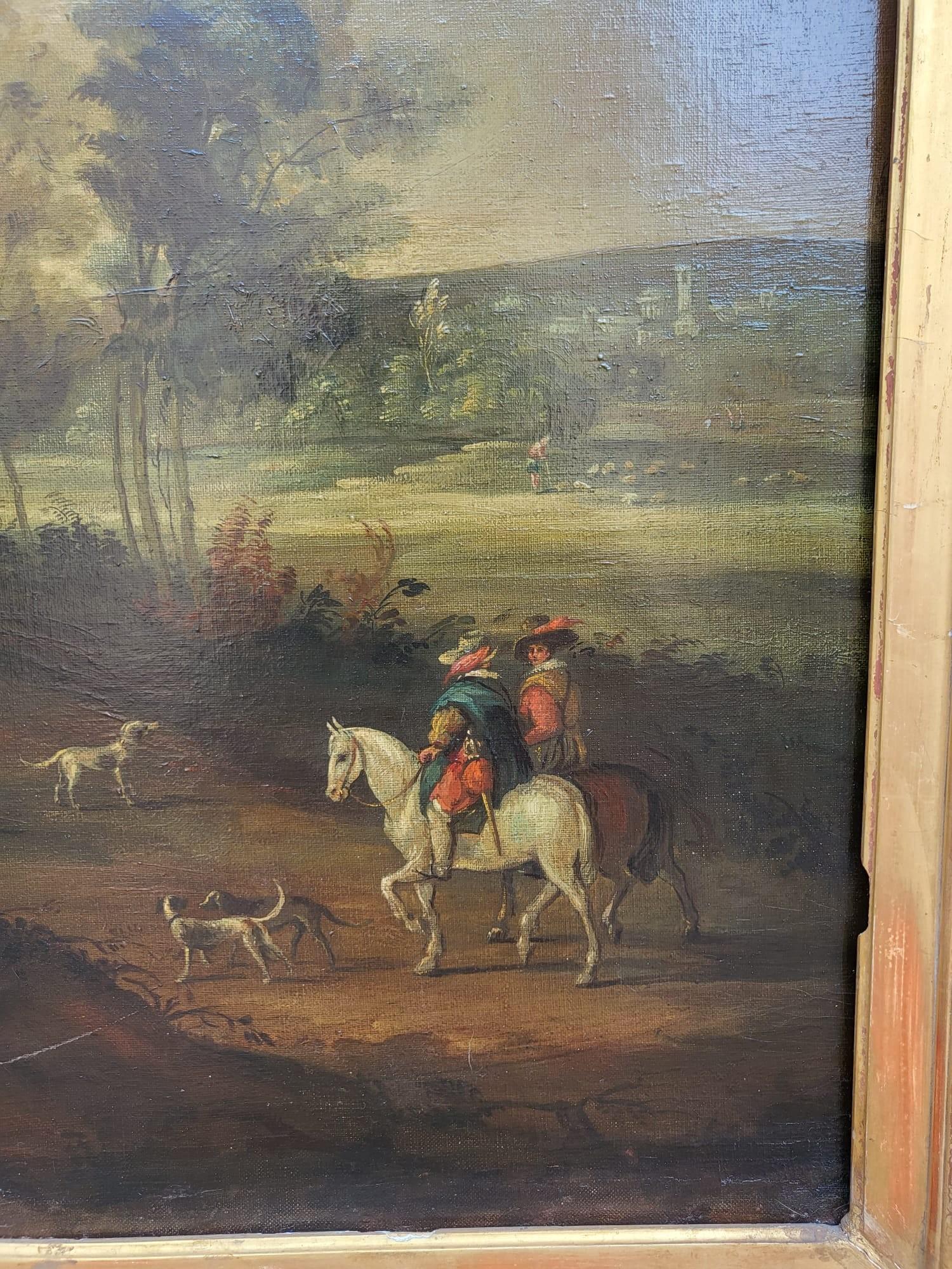 Louis XV Paysage forestier, huile sur toile encadrée, 19e siècle en vente