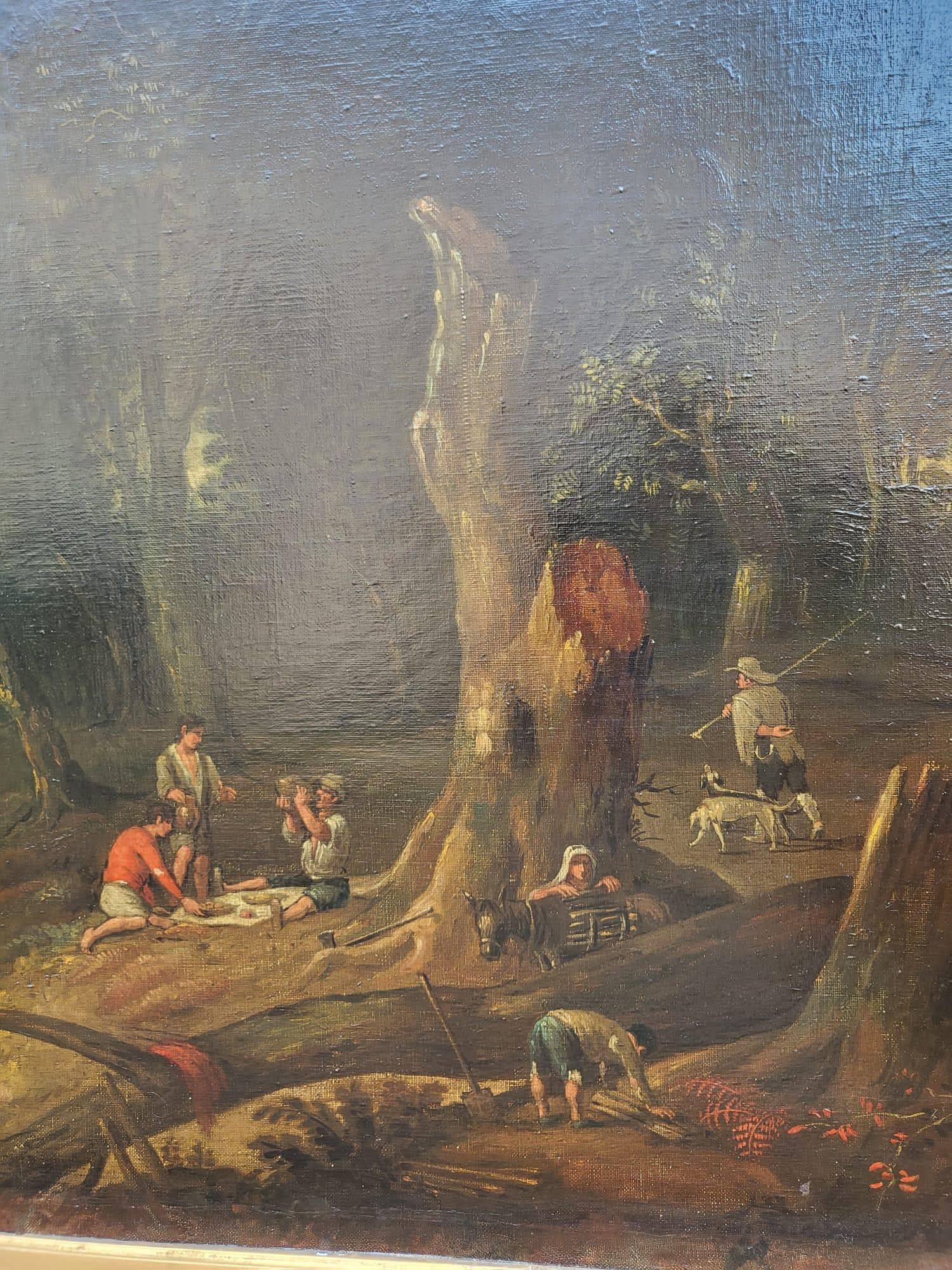 Paysage forestier, huile sur toile encadrée, 19e siècle Bon état - En vente à MARSEILLE, FR