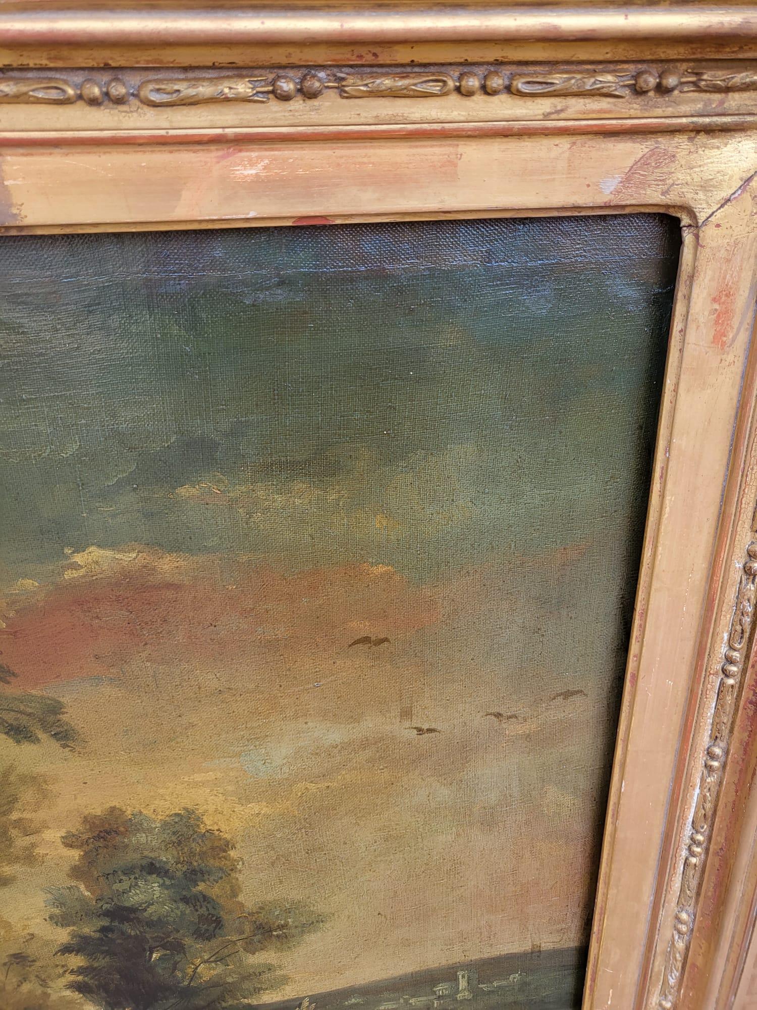 Paint Forest Landscape, Oil On Framed Canvas, 19th Century For Sale