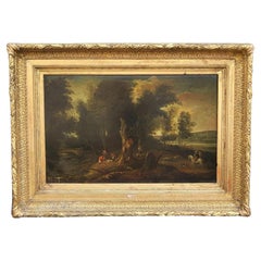 Paysage forestier, huile sur toile encadrée, 19e siècle