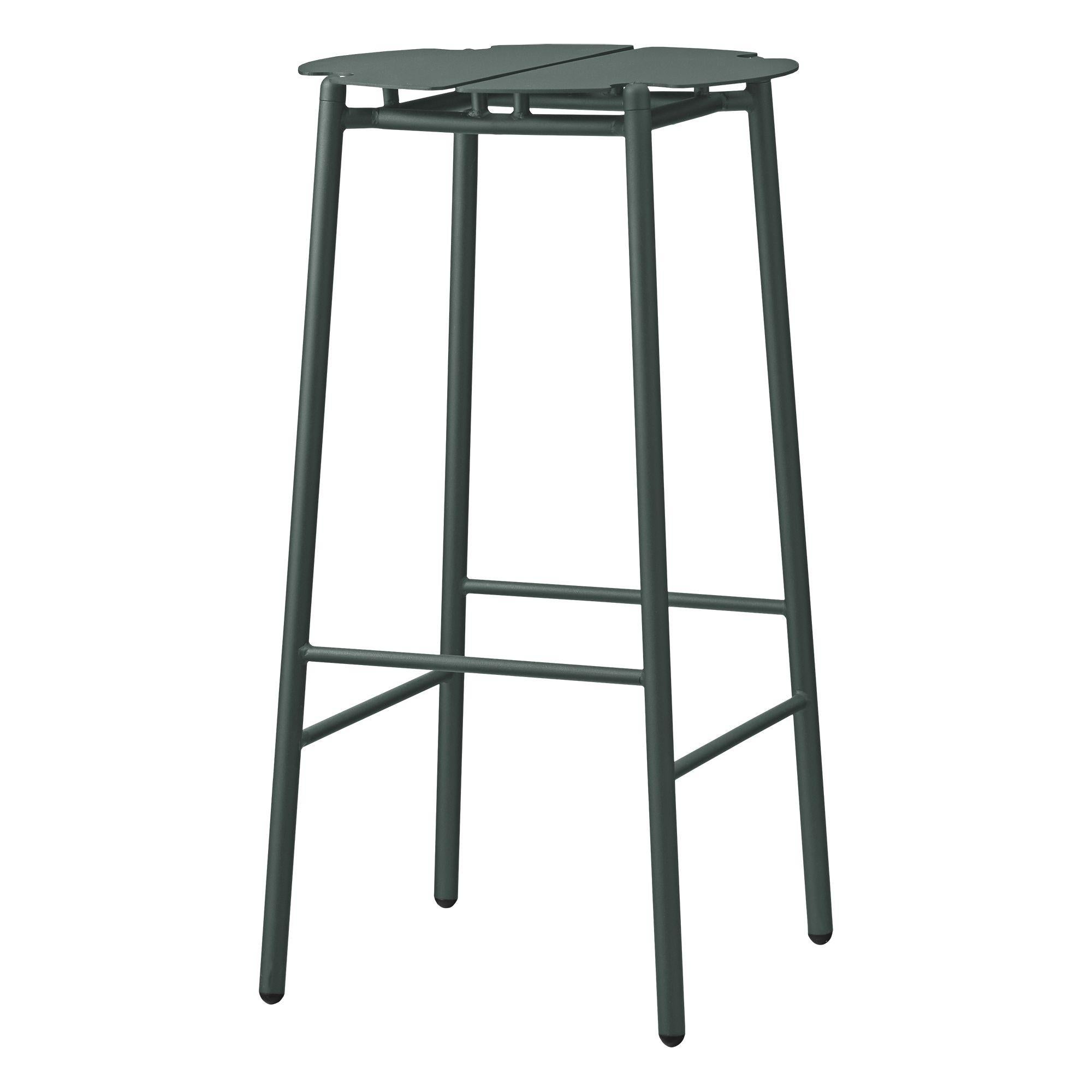 Forest Minimalist bar stool 
Dimensions: Diameter 38 x Height 75 cm 
Materials: Steel w. Matte powder coating & aluminum w. Matte powder coating.
Available in colors: Taupe, bordeaux, forest, ginger bread, black and, black and gold.

Create a