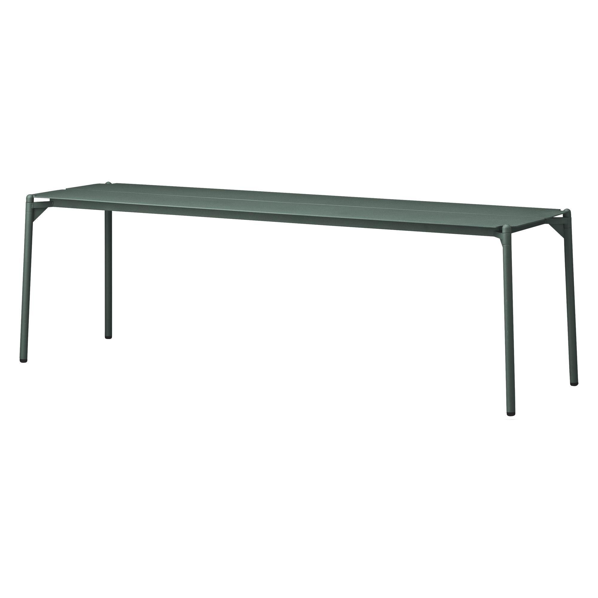 Forest Minimalist bench
Dimensions: D 145 x W 43.3 x H 45.5 cm 
Materials: Steel w. Matte powder coating & aluminum w. Matte powder coating.
Available in colors: Taupe, bordeaux, forest, ginger bread, black and, black and gold.

With NOVO bench