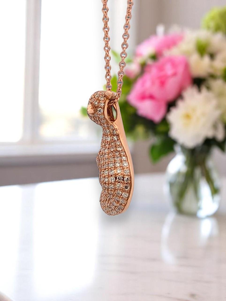 Women's Forest Necklace  14k Rose Gold Tsavorite & Diamond Necklace  Luxurious Jewelry For Sale