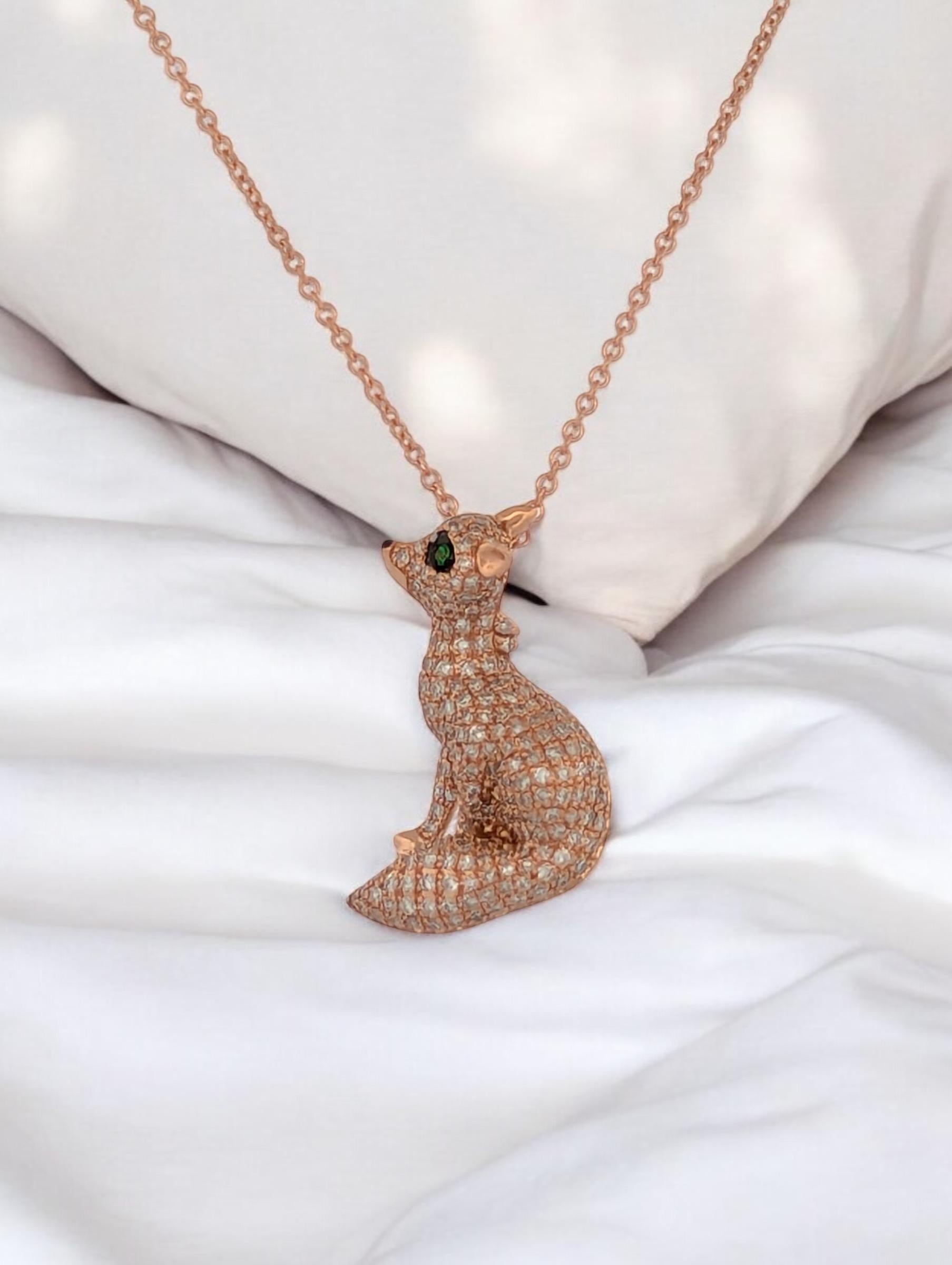 Forest Necklace  14k Rose Gold Tsavorite & Diamond Necklace  Luxurious Jewelry For Sale 3