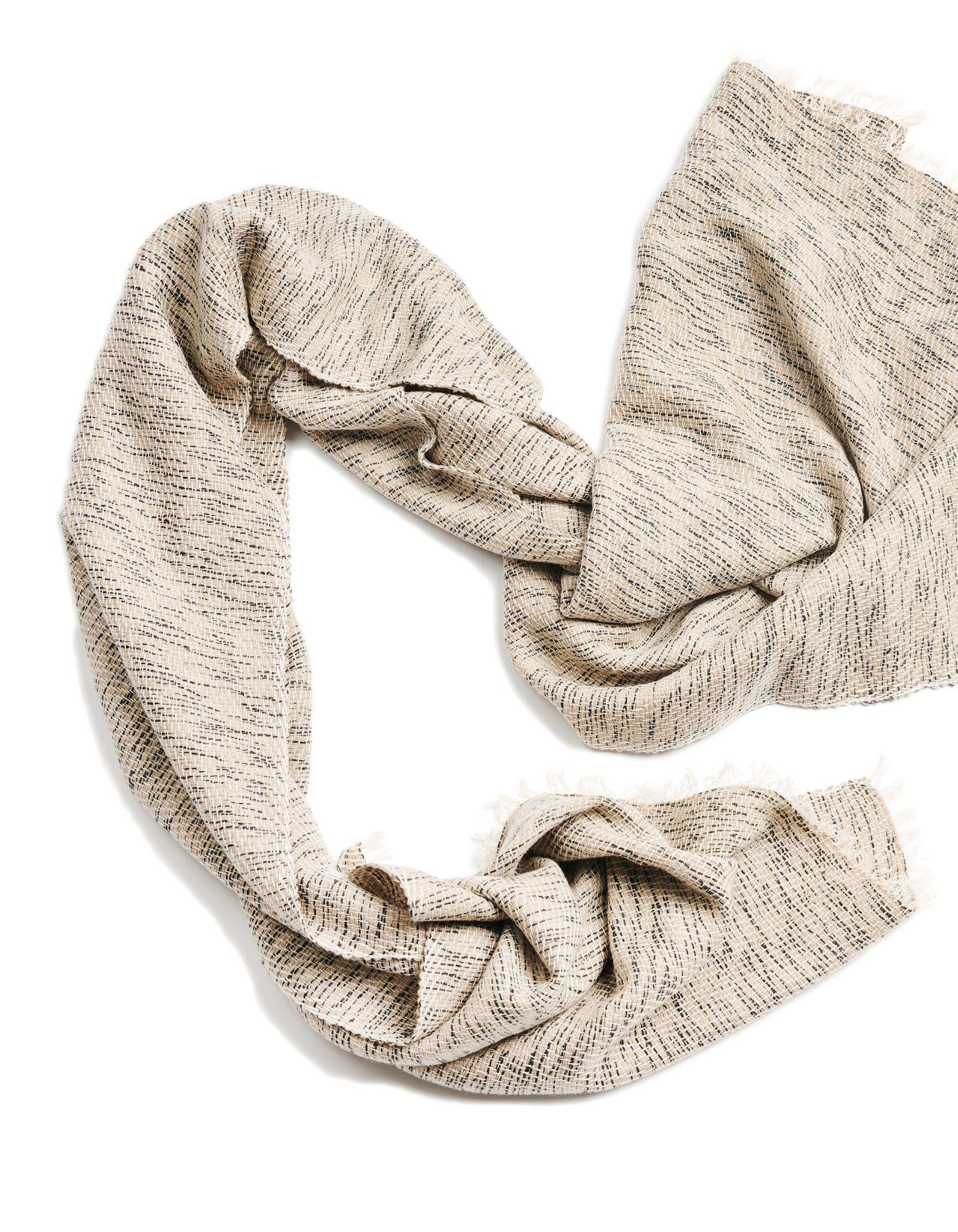 Forest Night Handwoven Soft Cashmere Merino Scarf In Neutral Cream For Sale 8