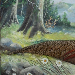 Forest Painting with Golden Pheasant Mount