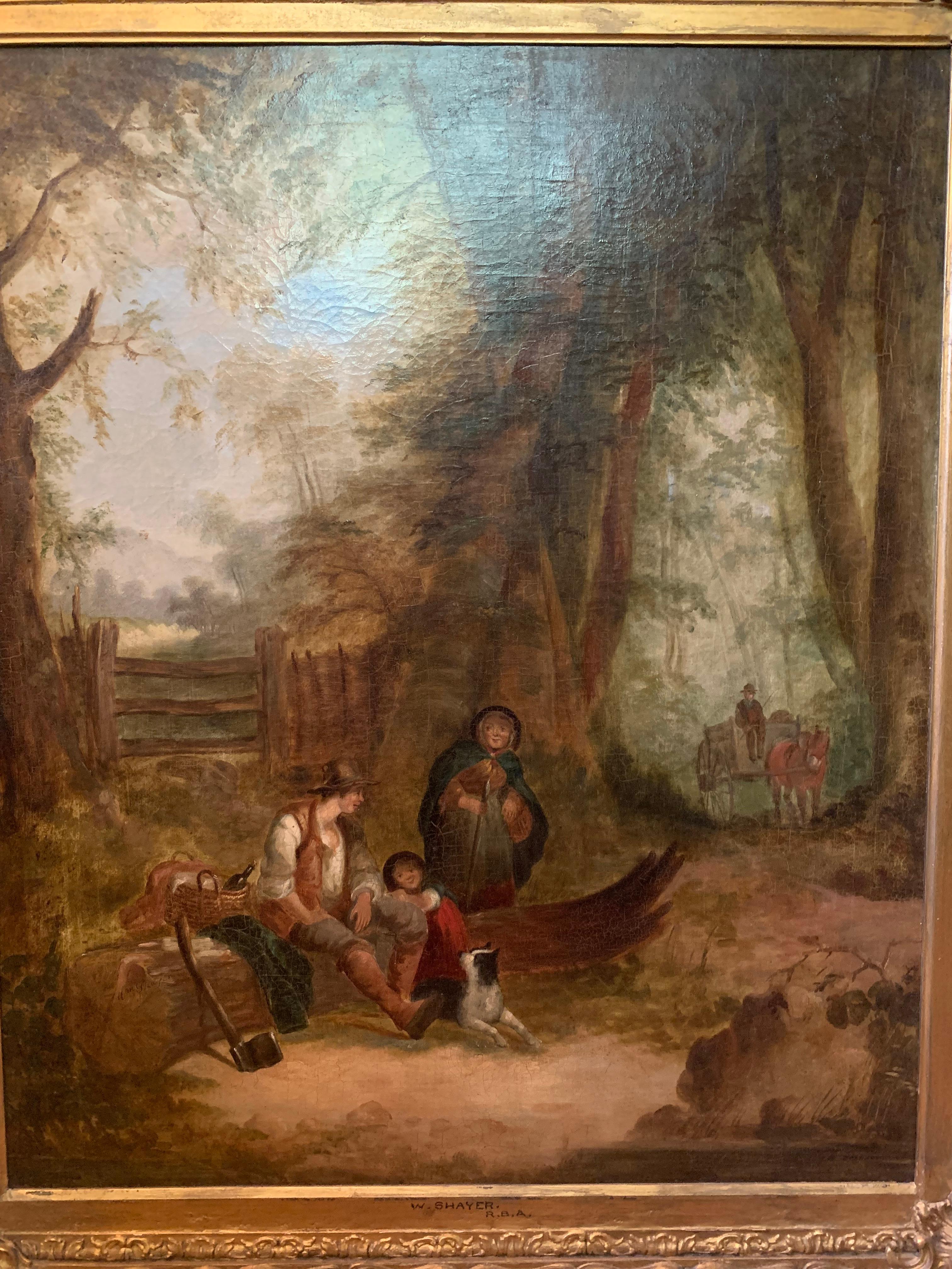 Gemalt und signiert von William Shayer, Senior (1787-1879), der eine lange und erfolgreiche Karriere als Maler englischer Landschaften und Seestücke hatte und in den führenden Kunstinstitutionen seiner Zeit ausstellte, darunter die Royal Academy und