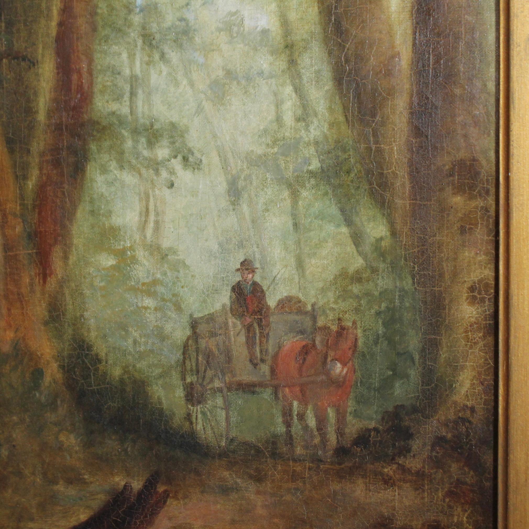 Hand-Painted “Forest Path” 19th C.  English Landscape Painting by William Shayer For Sale
