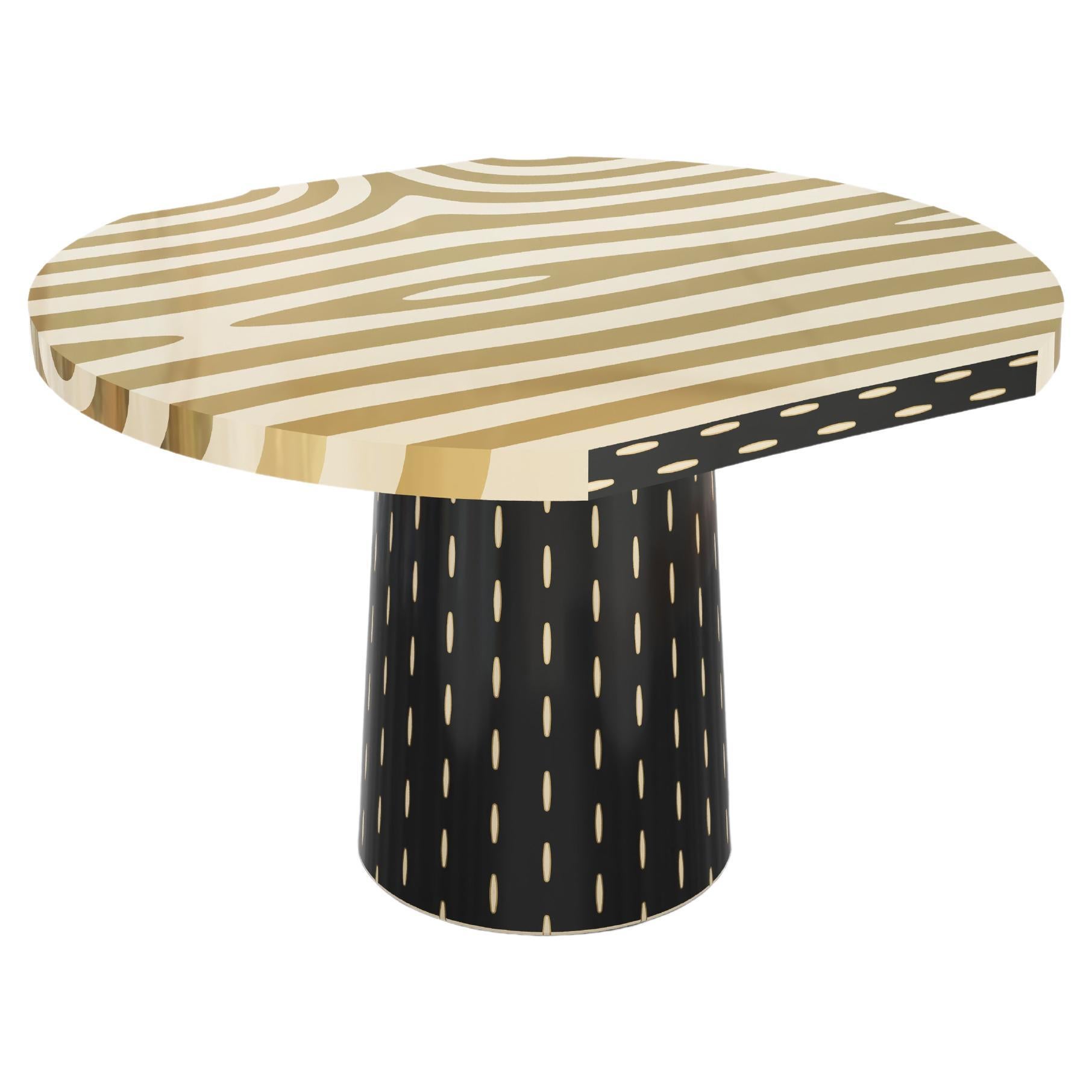 Forest Round Dining Table with Brass Inlay by Marcantonio