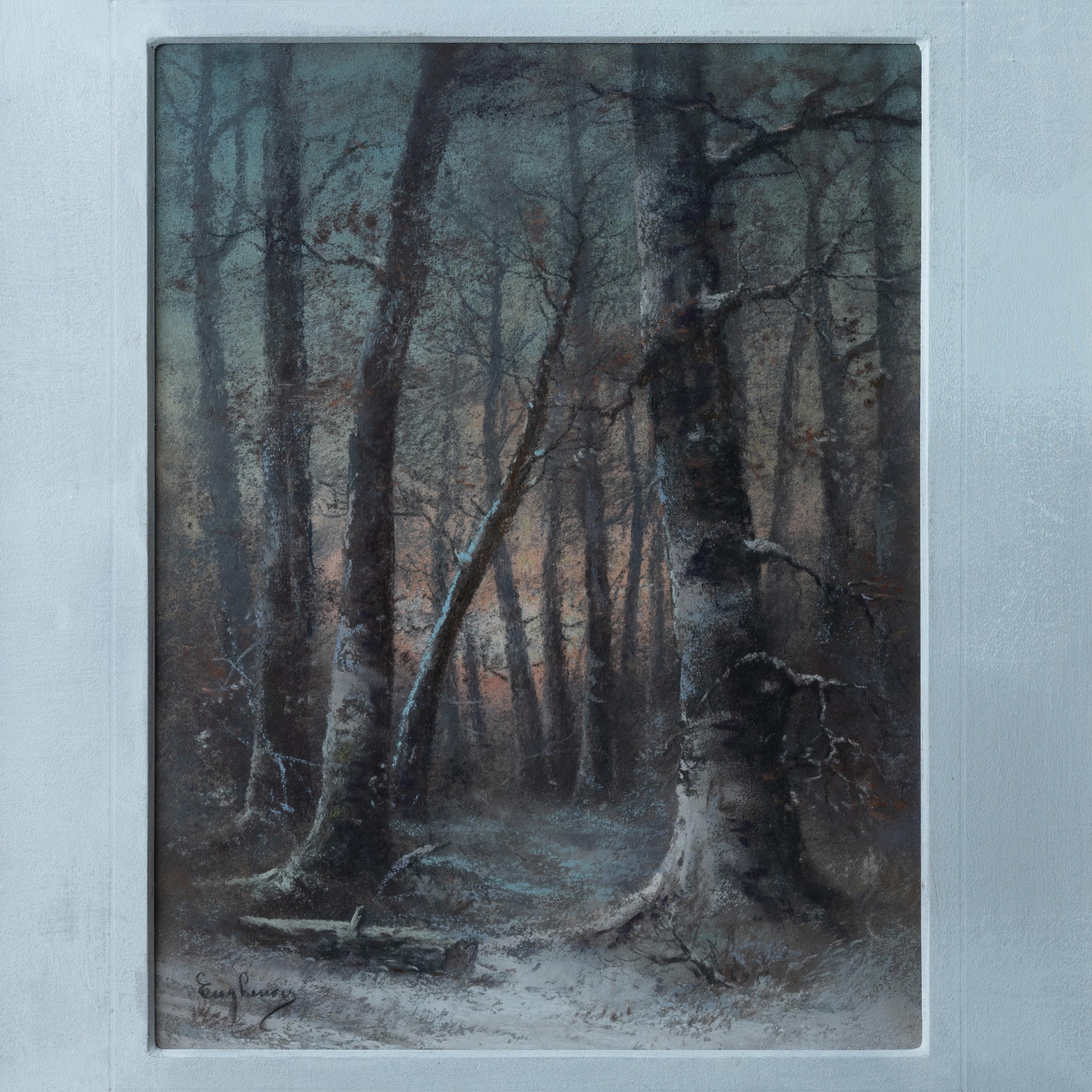 Scène de forêt au pastel, 19e siècle Bon état - En vente à Savannah, GA