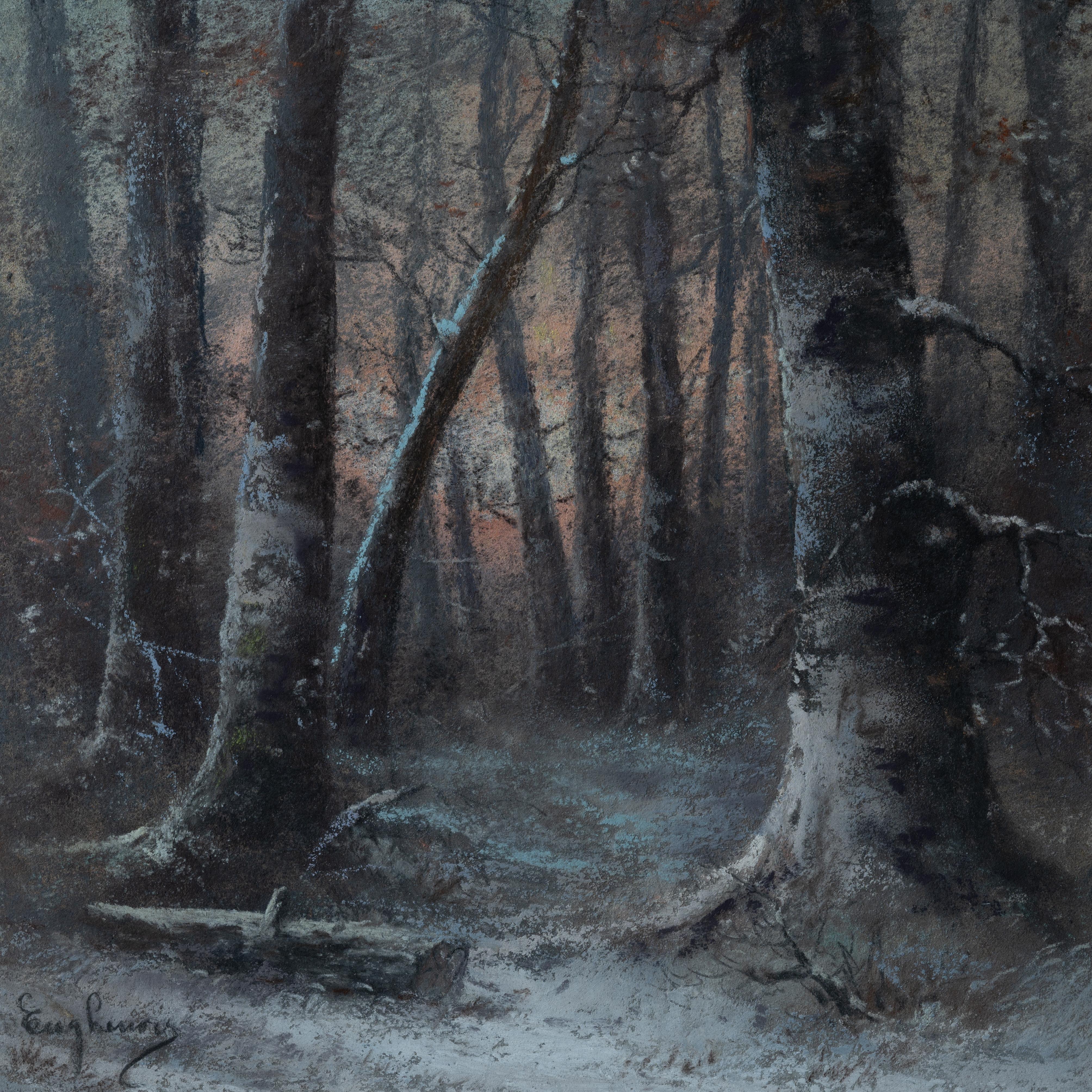 Scène de forêt au pastel, 19e siècle en vente 2