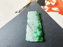 Forest Serenity Natural Myanmar Green Jadeite Bamboo Amulet for Peace & Luck