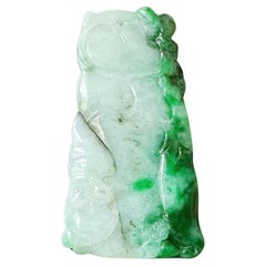 Forest Serenity Natural Myanmar Green Jadeite Bamboo Amulet for Peace & Luck