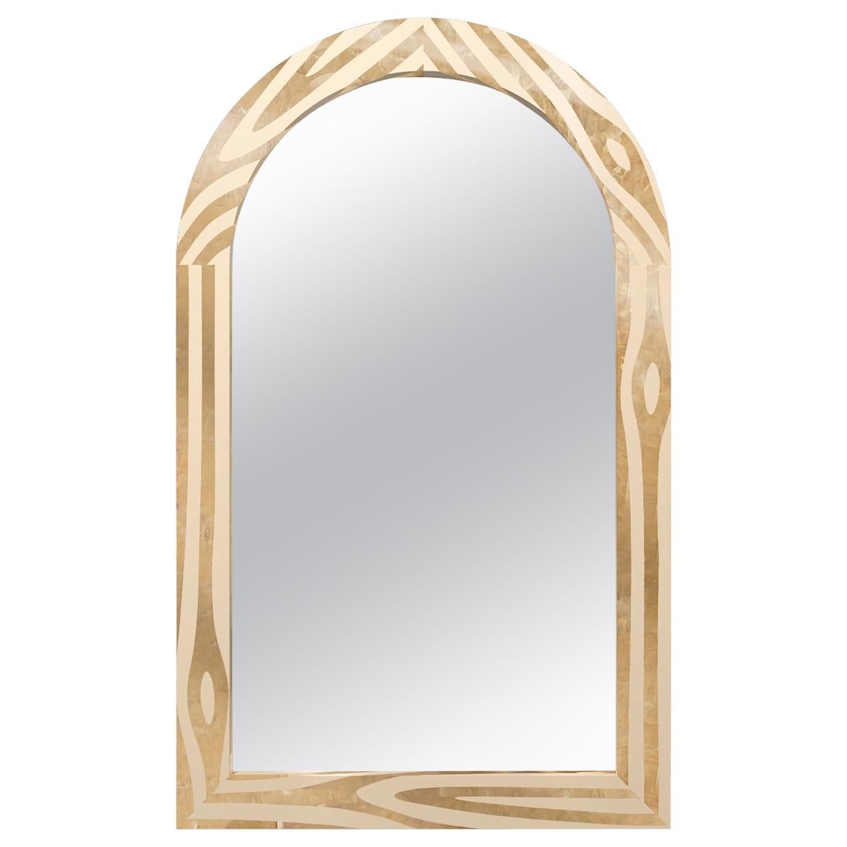 Forest Wall Mirror with Brass Inlay by Marcantonio For Sale