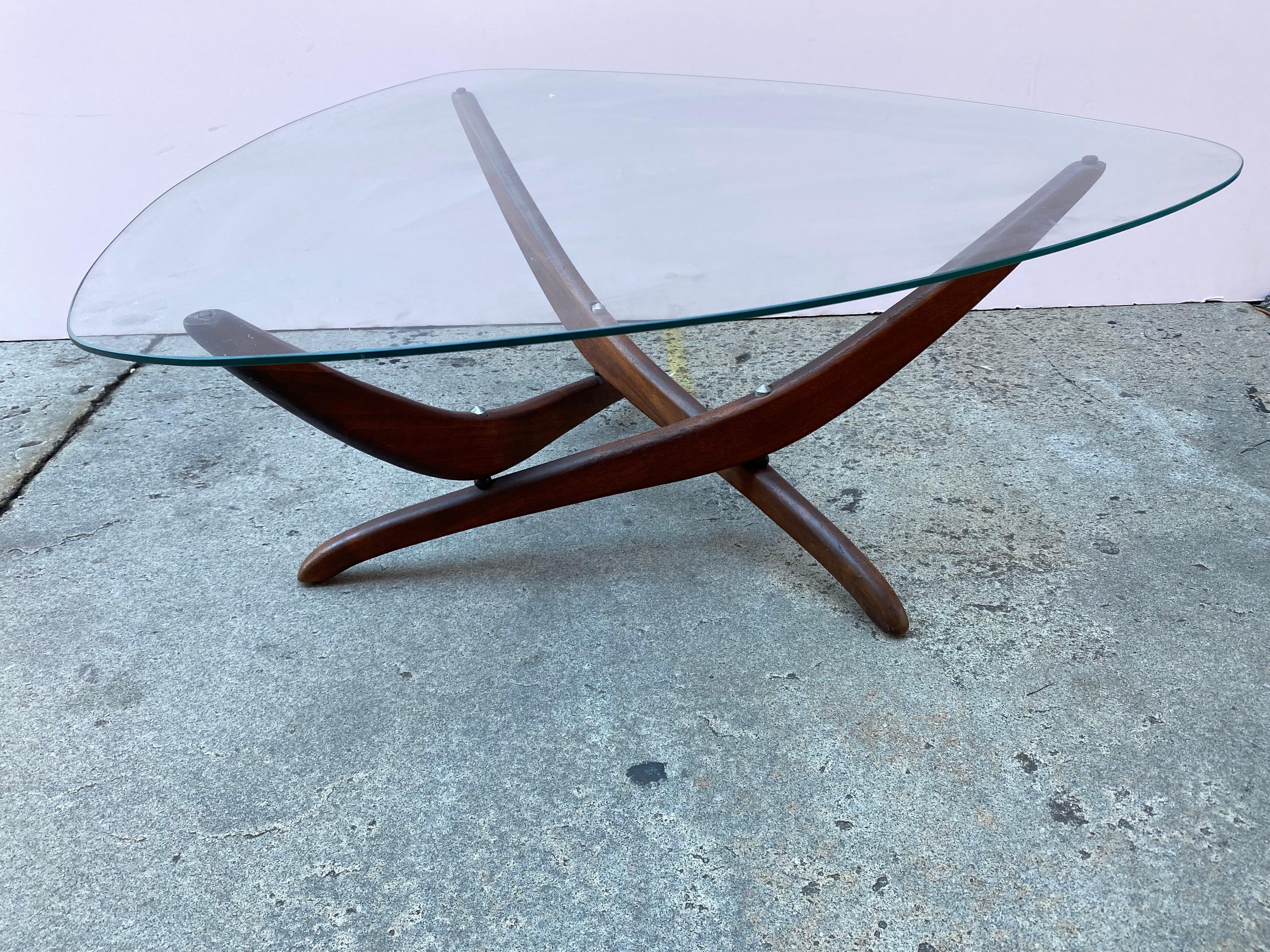 Mid-Century Modern Forest Wilson Glass and Walnut Coffee Table