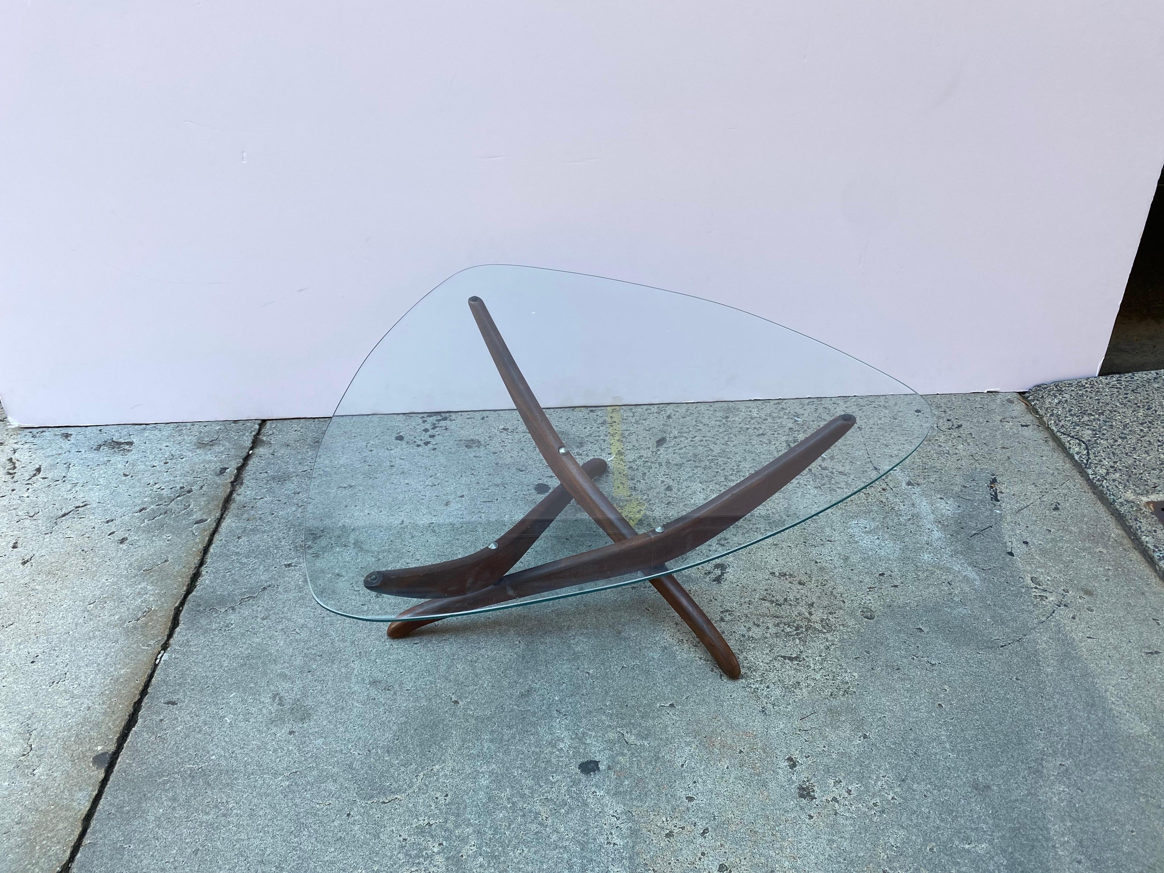 Forest Wilson Glass and Walnut Coffee Table In Good Condition In Philadelphia, PA