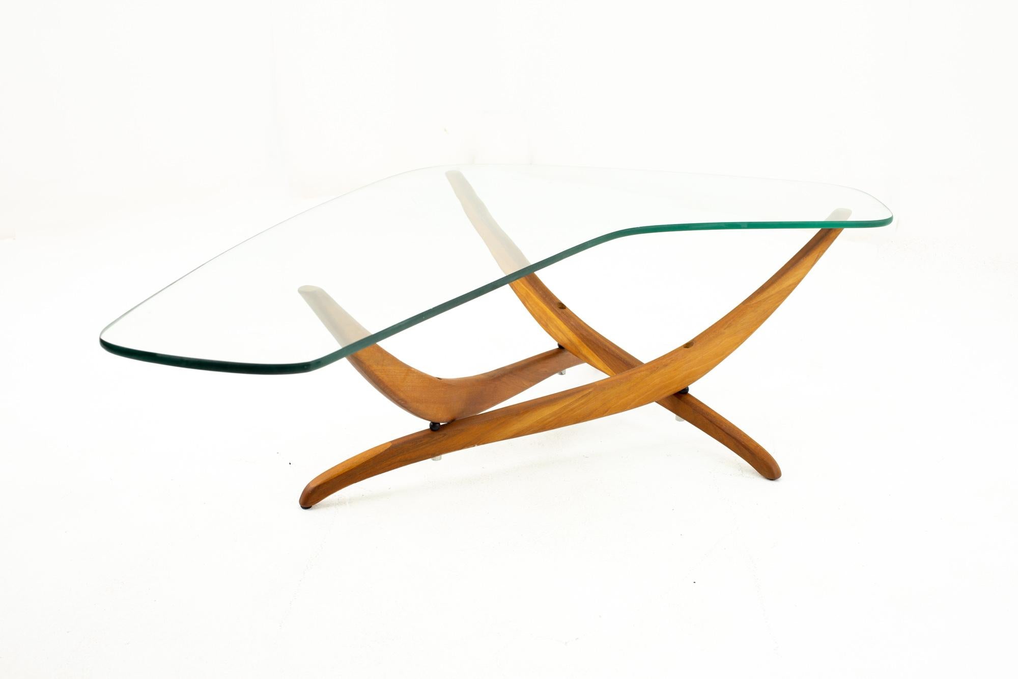 Forest Wilson Mid Century Glass Top Boomerang Coffee Table 1