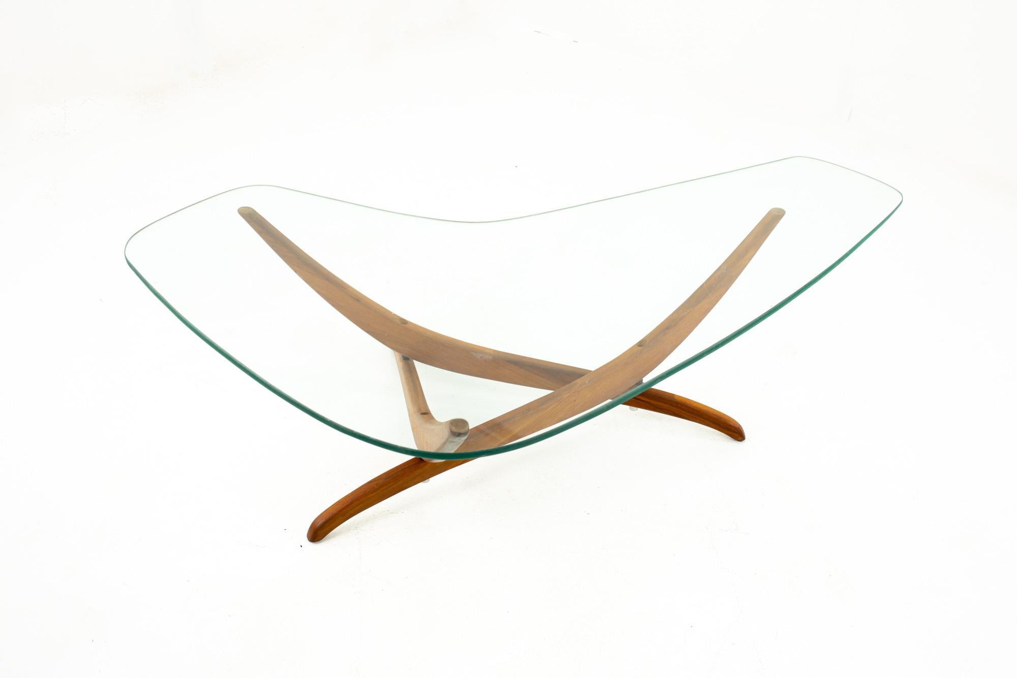 Mid-Century Modern Forest Wilson Mid Century Glass Top Boomerang Coffee Table
