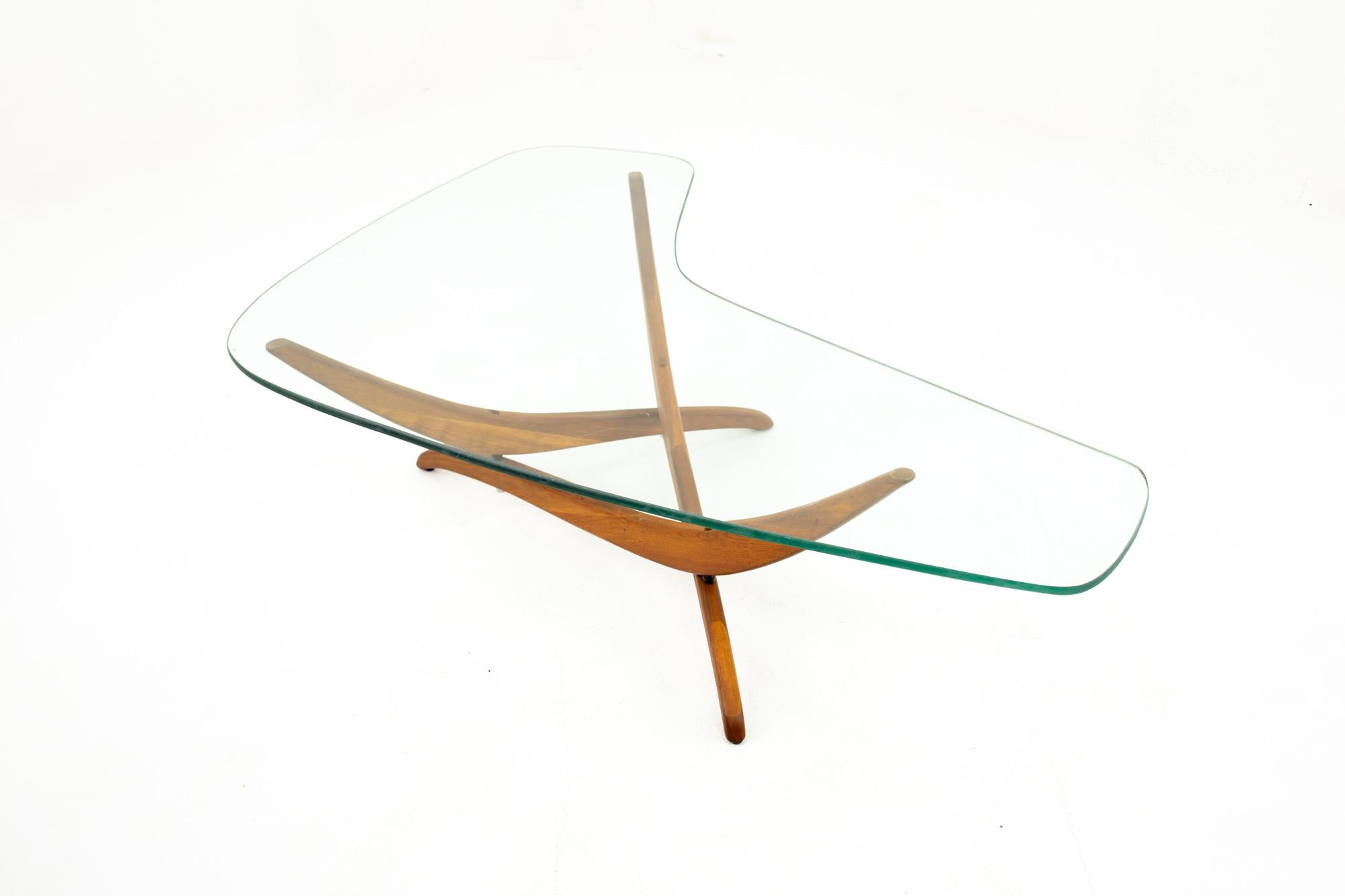 American Forest Wilson Mid Century Glass Top Coffee Table