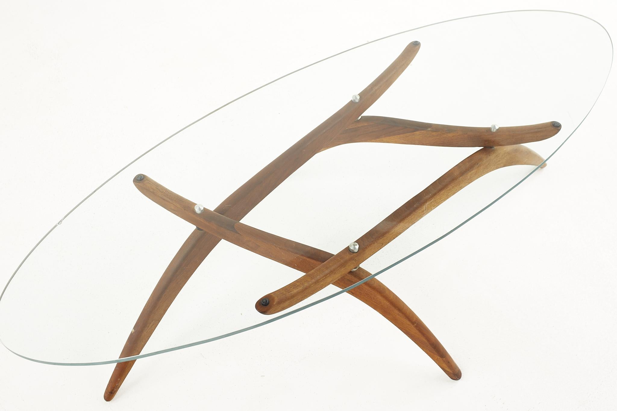 Glass Forest Wilson Mid Century Oval Coffee Table