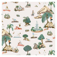 Forest Yoga, Natural Color-Way, Latex Inks on Eco-Friendly Smooth Wallpaper