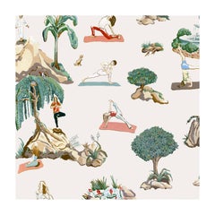 Forest Yoga Wallpaper Natural Color Way on Smooth Paper
